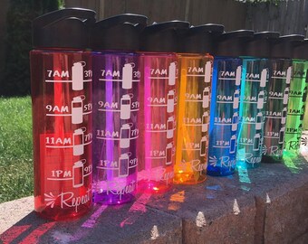 Water Bottle // Water Intake Tracker // Gym // Hydration Tracker // 24 oz Plastic Bottle // Add Name Monogram Saying // CUSTOM COLORS
