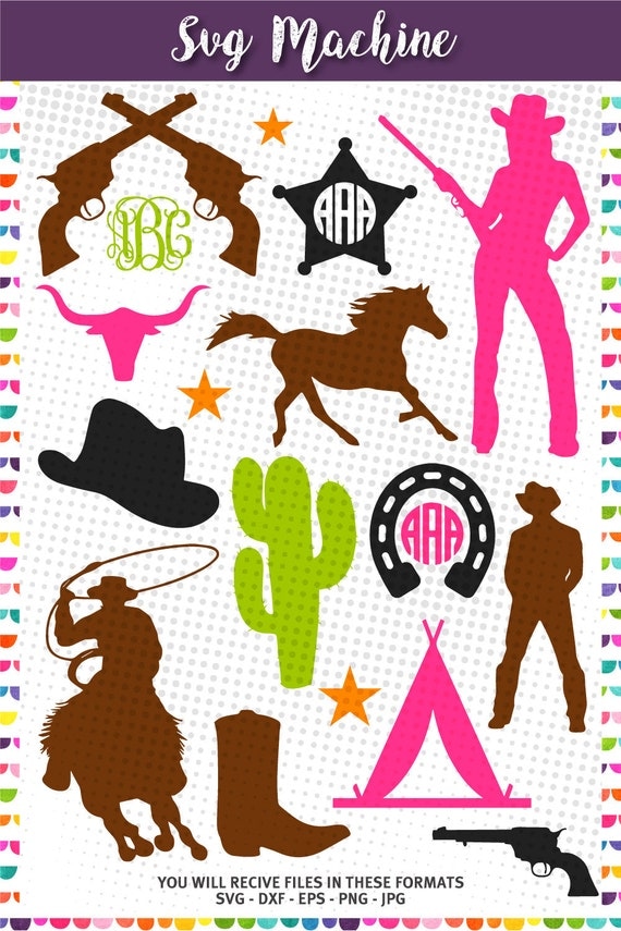 Download Cowboy Western Monogram Frame SVG DXF EPS cutting files