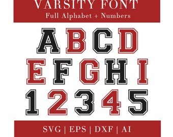 Varsity Font svg (SVG, EPS, DXF, Ai files) Varsity Alphabet svg, Sporty Varsity Font svg, Cricut svg, Silhouette svg, svg cutting files