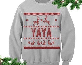 Yaya Sweatshirt. Grandma Ugly Sweater. Ugly Christmas Sweater. Family Christmas Outfit Unisex. S-3XL
