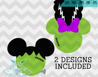 Mickey Minnie Frankenstein - SVG, Disney, Digital file, Silhouette Studio, DXF, PNG, Cricut Cutting, Vinyl, Web, Halloween, Mouse, Micky