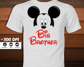 Big Brother Mickey Mouse Shirt-Mickey Mouse Iron on Transfer T-Shirt-Disney Mickey mouse party decoration t-shirt-INSTANT DIGITAL DOWNLOAD
