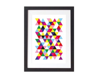 Neon Triangles Print - Geometric Poster - Scandinavian Wall Art - Home decor