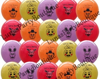 Five Nights at Freddys Balloons ~ 20 Count ~ LARGE 12" Latex ~ Great Kids Themed Birthday Party Decorations, Supplies ~ FNAF Freddy's Game