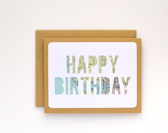 Happy Birthday Card, Minimalist Birthday Card for Boyfriend, Long Distance Relationship, Traveler Gifts for Women