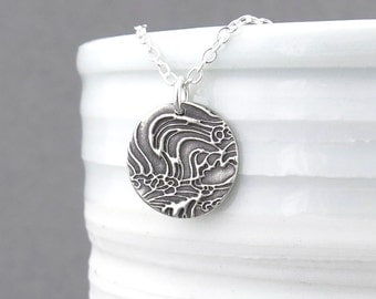 Tiny Silver Necklace Pendant Ocean Necklace Ocean Jewelry Beach Necklace Summer Outdoors Holiday Gift for Her Nautical Jewelry