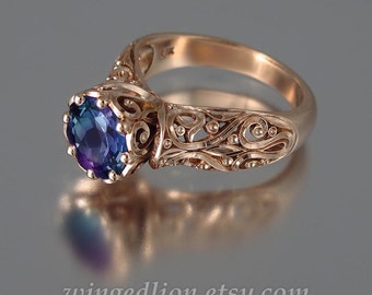 The ENCHANTED PRINCESS 14k rose gold Alexandrite engagement ring