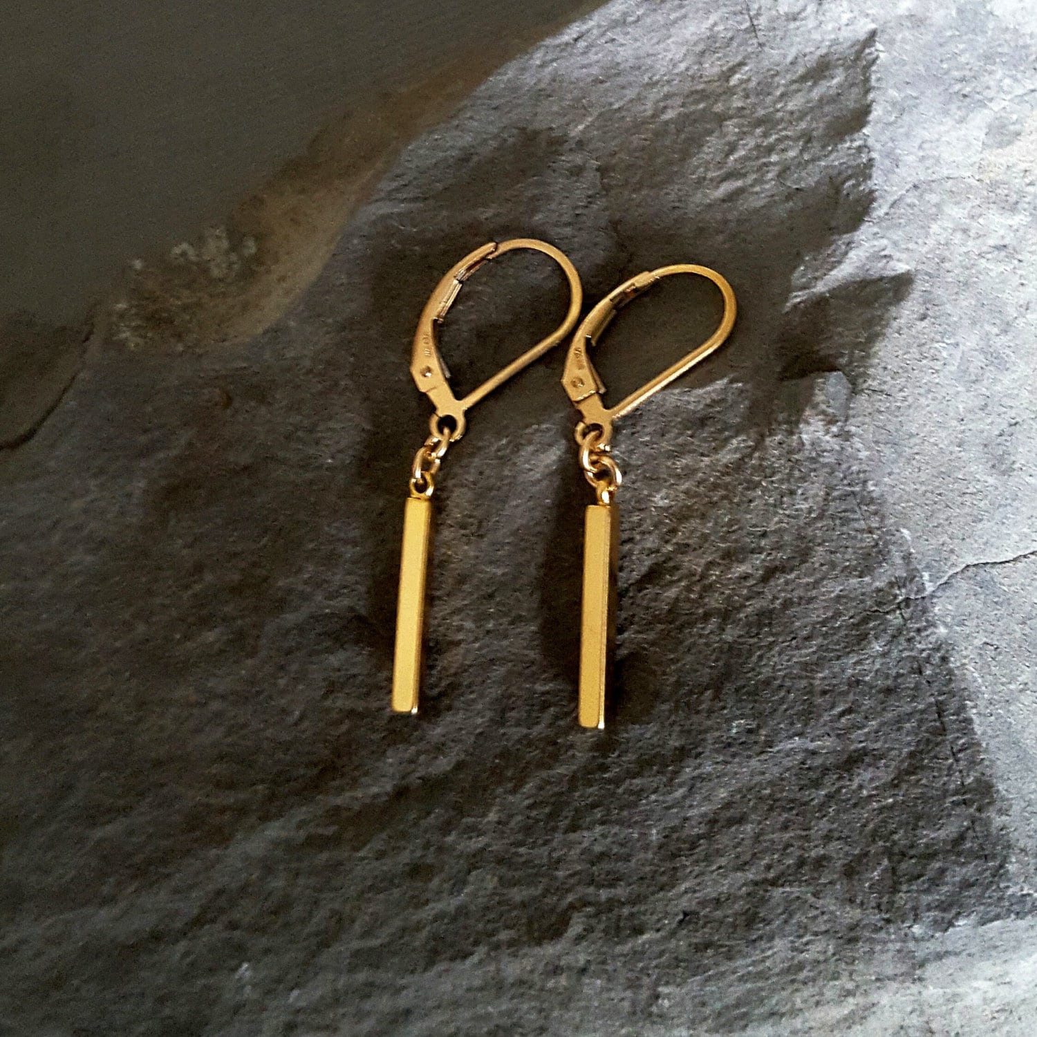 Simple Gold Bar Earrings Modern Minimal Gold Earrings Gold