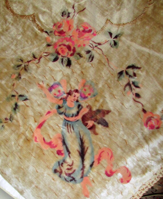 Vintage Italian Velvet Bedspread Antique RARE FAIRY by CorkSpork