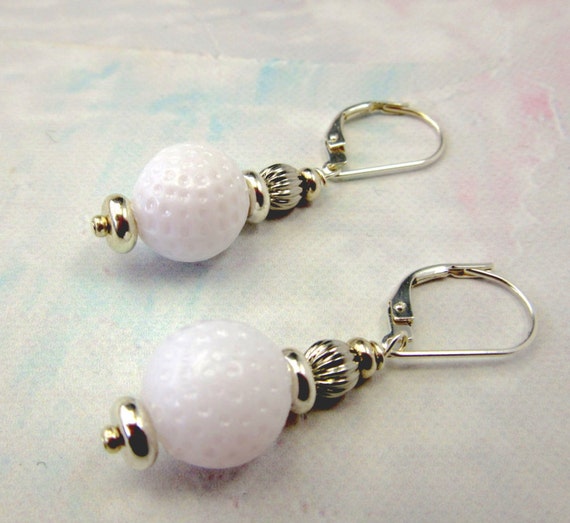 Golfball earrings golf ball jewelry to wear while by Gwynstone
