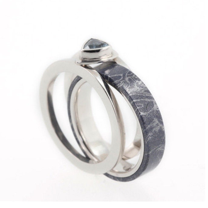 Platinum Engagement Ring Guard set w a Topaz gemstone plus a