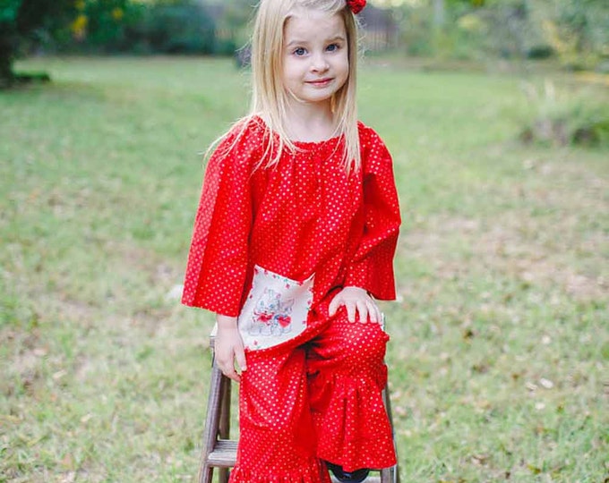 Toddler Girl Outfits - Valentines Day Outfit - Ruffle Pants - Valentines Outfit - Toddler Girl Clothes - Red Pink - Little Girls - 2t to 10