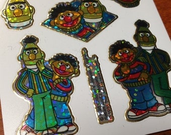 Rare 90s Prism Bert and Ernie Sesame Street Stickers