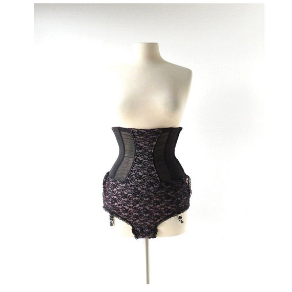 Vintage Lace Corset / Vintage Girdle / Black Lace Corset