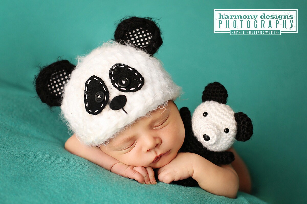 baby panda hat // newborn photo prop // bear hat // boy