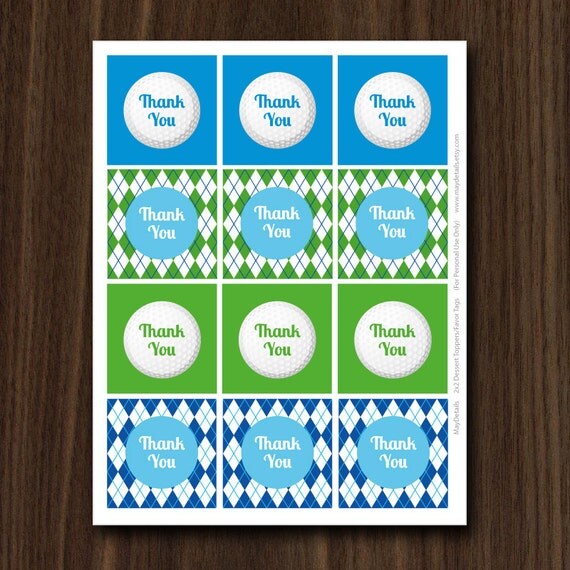 DIGITAL FILE Golf Theme Thank You Tags, Golf Printable, Golf Birthday ...