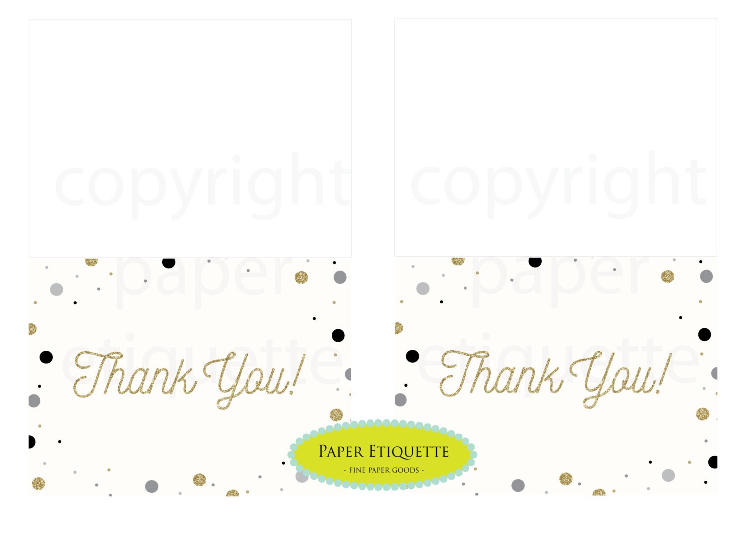 Instant Upload Gold Confetti Thank You Cards By Paperetiquette