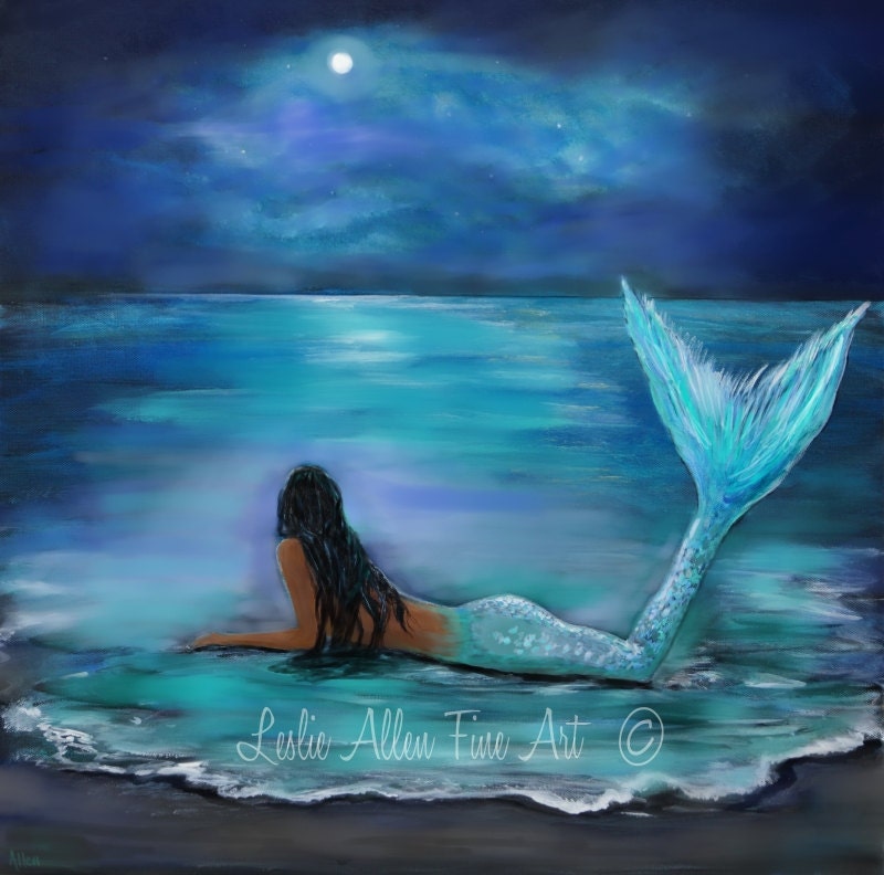 Mermaid Art Print Mermaid Painting Print Mermaid Wall Art   Il Fullxfull.1002128221 Aclk 