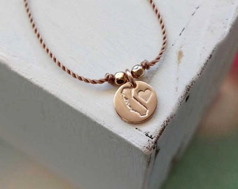 California Necklace, State Pendant, CA State Jewelry, Gold Calfornia, Gift for Friend, Christmas Holiday Gift