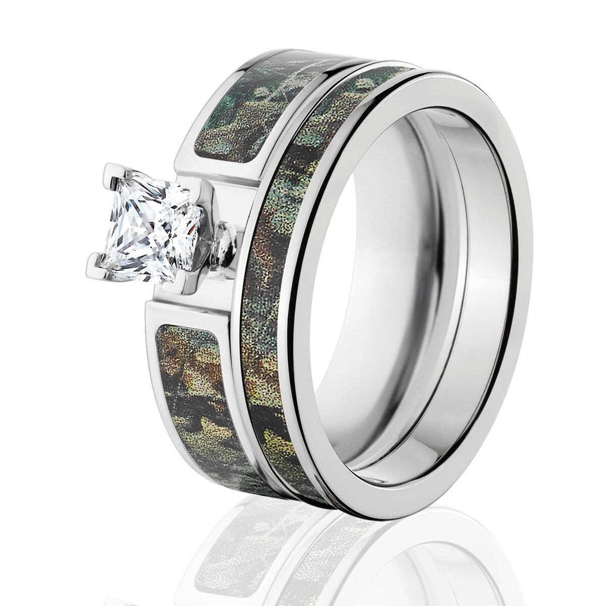 Cobalt Camo Bridal Ring Set RealTree Timber Bridal Set Custom
