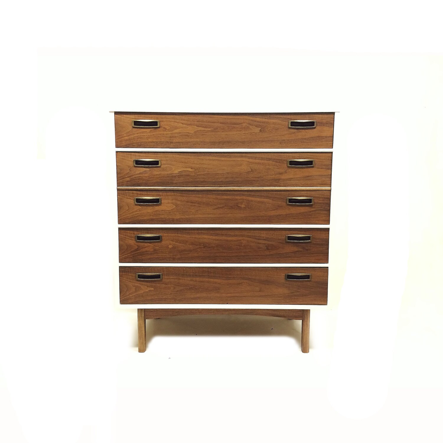 Vintage Mid Century Highboy In White and Wood by minthome on Etsy