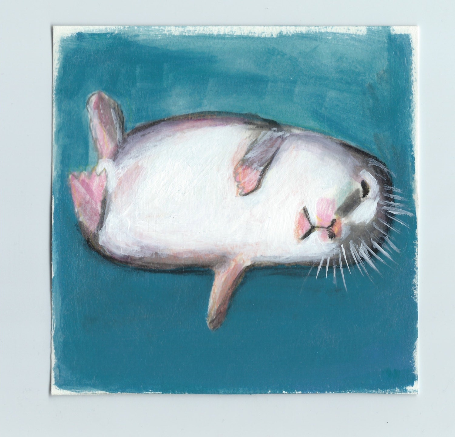 Acrylic Painting Study Of A Hamster Titled Hamster In A Coma