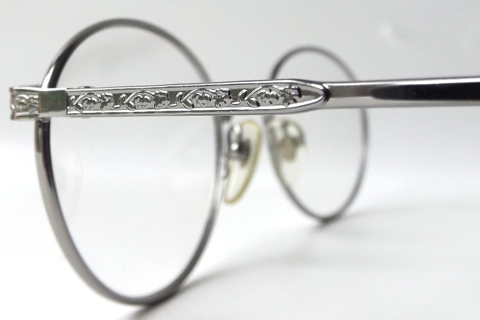 Vintage 1990s Nos Silver Oval Metal Wire Eyeglasses 