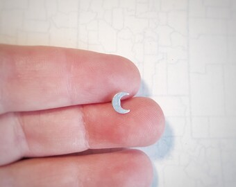 Micro Moon Sterling Silver Pick Your Steel Post Earring. Perfect for Helix, Cartilage, or Labret Piercings.