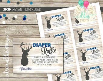 Little Buck Diaper Raffle Printable Card, Little Deer Baby Shower Diaper Raffle, Deer Baby Shower, Oh Deer, Printable Raffle Insert, DIY