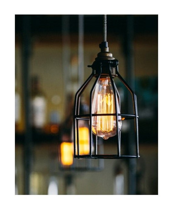 Industrial Pendant Light Hanging Edison Bulb With Cage Ceiling