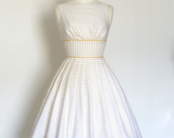 Yellow and White Striped Linen Prom Dress - Made by Dig For Victory
