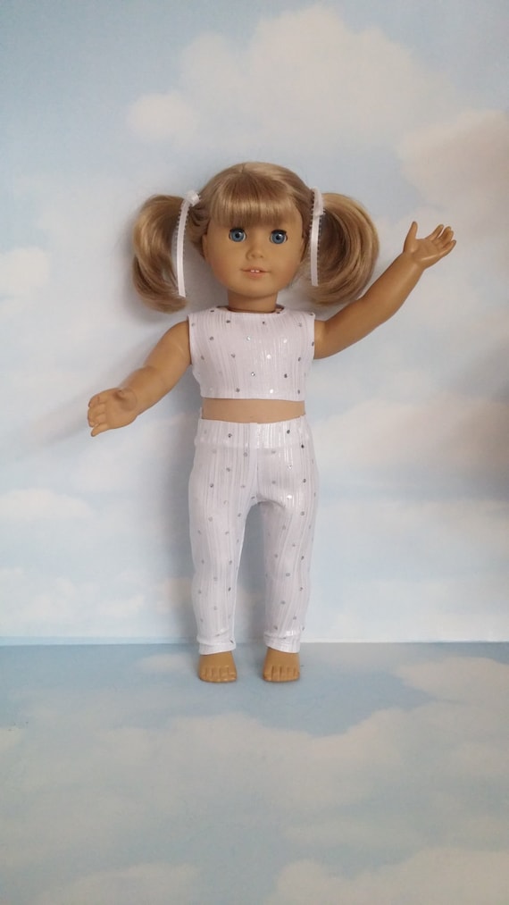 18 inch doll clothes White Sparkly Yoga Outfit by susiestitchit
