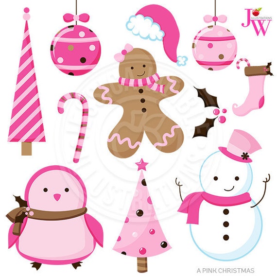 A Pink Christmas Cute Christmas Digital Clipart Pink Christmas Clip Art Pink Holiday Graphics 1680