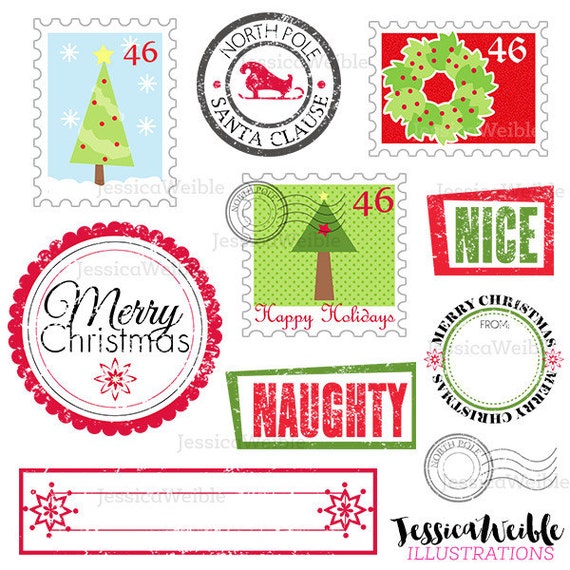 clipart christmas postage stamp - photo #35