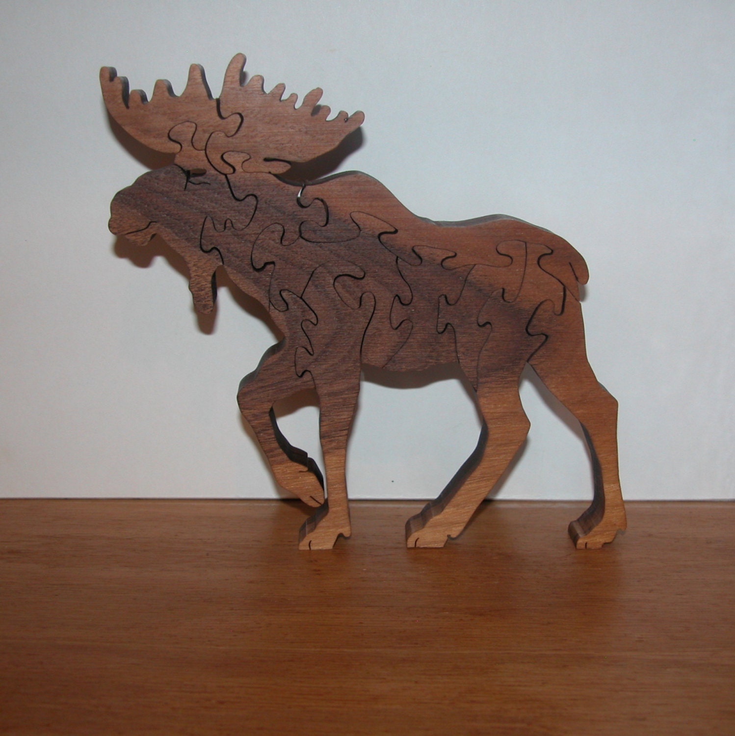 Walnut Moose Puzzle for Home or Office Decor