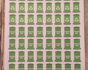 Garbage (Trash) Can/Recycle Can Sticker Sheet for your Personal Planner or Calendar