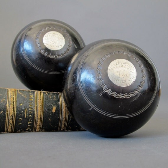 Antique Presentation Lawn Bowls from Scotland by FanshaweBlaine