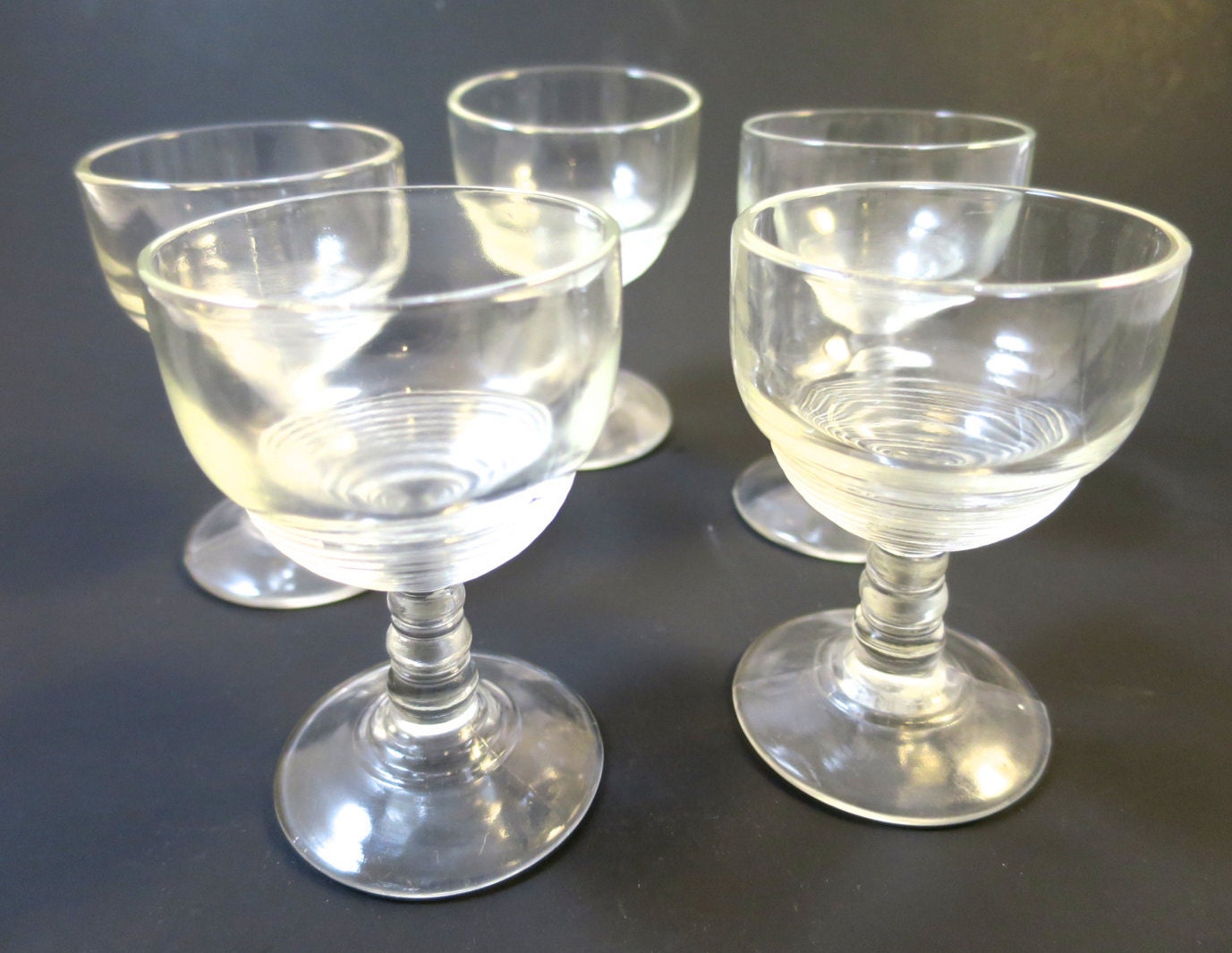 Vintage 5 Cordial Glasses Clear Liquor by BonniesVintageAttic