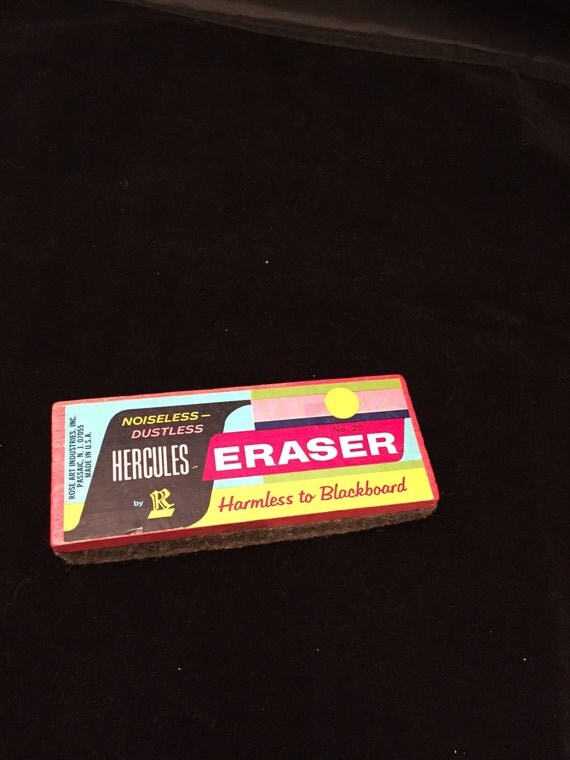 Vintage Felt Chalkboard Blackboard Eraser Hercules by missenpieces