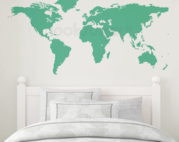 World Map Wall Art - Wall Decal for Home , Retail , or Office. Extra Large World Map Wall Decal - 0111