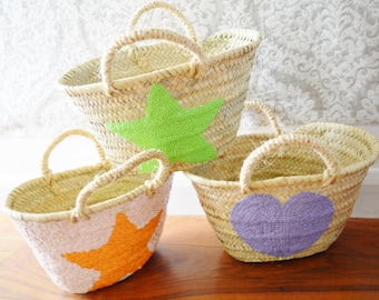 Kids Basket Panier Various Shapes -great for Storage, nursery, beach, picnic, holiday, Marrakech Basket Bag