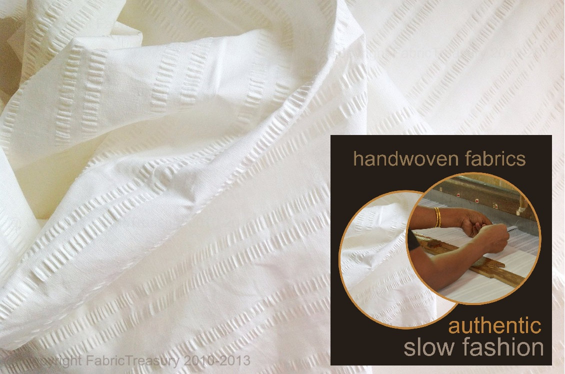 Soft Cotton Fabric. White dress fabric. Seersucker organic