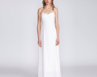 White Wedding dress, Gown, Infinity Dress, corset top, white maxi dress, pearl straps, classic, spaghetti straps, elegant summer dress