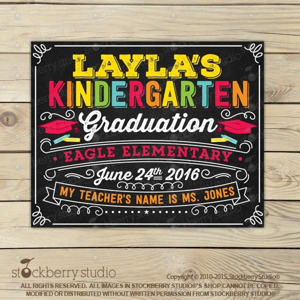 kindergarten graduation chalkboard sign printable last day