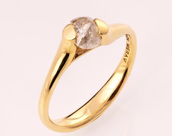 Raw Diamond Engagement Ring - 14K Gold Tension Set Engagement Ring, Unique Engagement ring, rough diamond ring, Alternative Engagement Ring