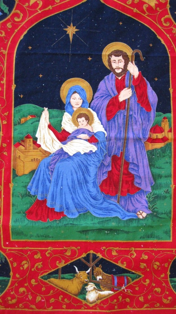 Christmas Nativity Fabric Panel Cut and Sew Wall Hanging or