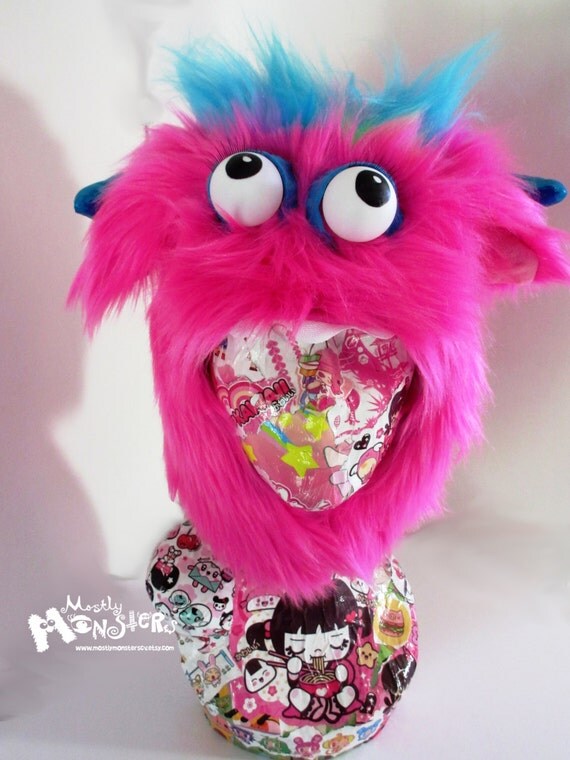 Items similar to Monsterface Aviator Hat; Pink Monsterface with