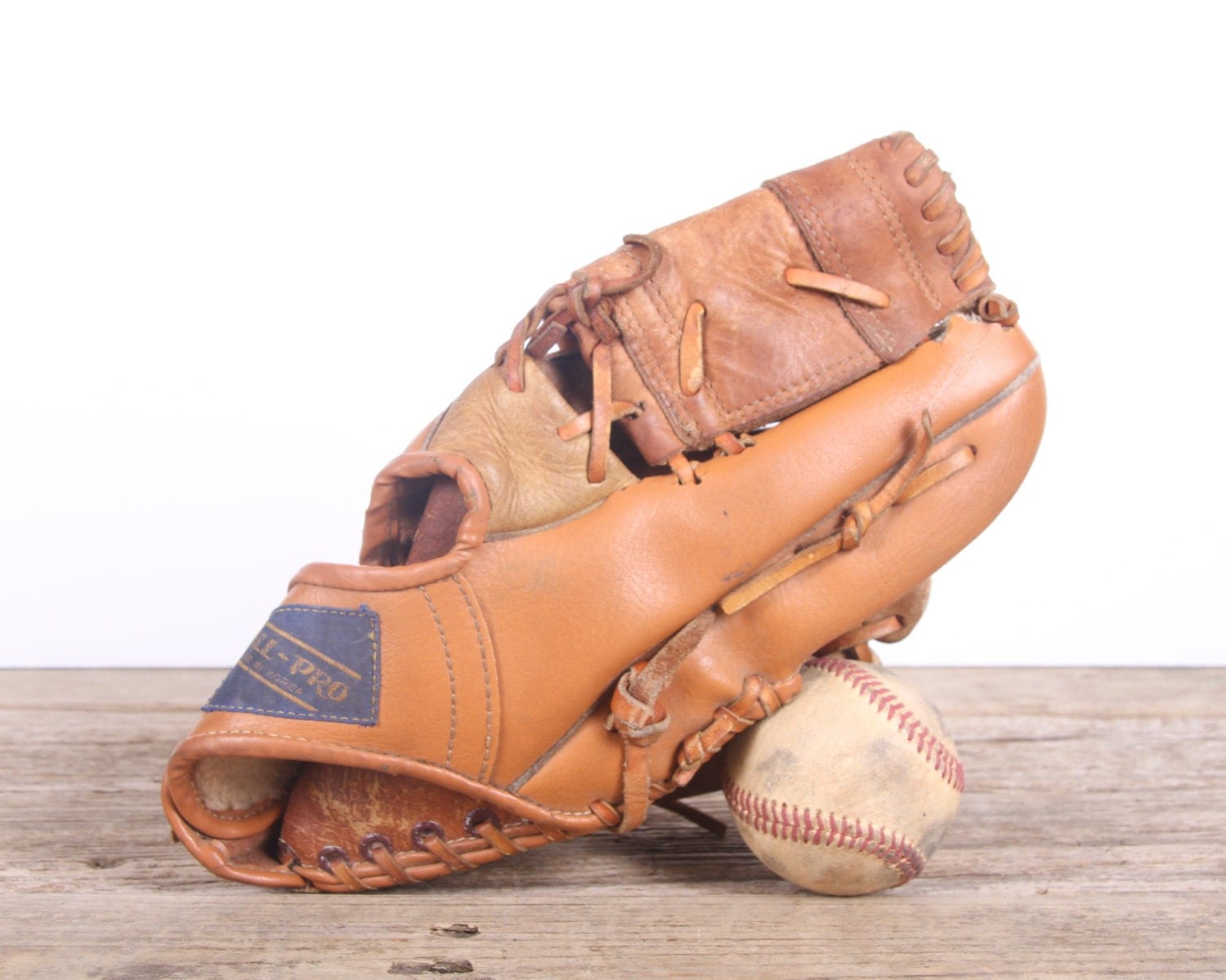 Old Leather Baseball Glove / Vintage Baseball Glove / AllPro KMart