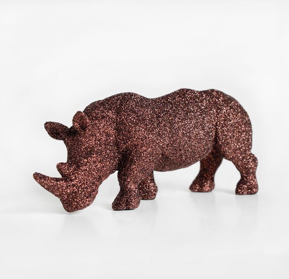 Safari Brown Rhino Baby Shower Decorations in Brown Glitter