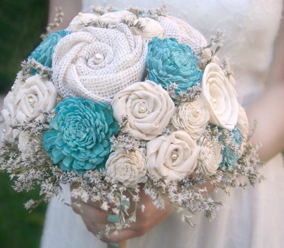 Rustic Flower Bouquet Blue Aqua // Aqua Blue Wedding